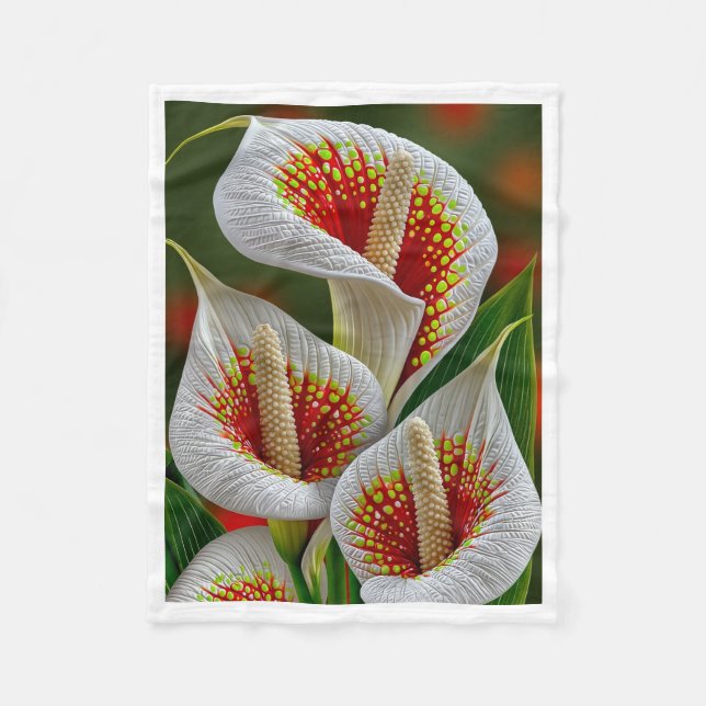 Exotische weiße Calla-Lilien-Decke Fleecedecke (Vorderseite)