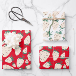 Exotische weiße Erdbeeren süße, bunte Früchte Geschenkpapier Set