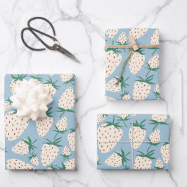 Exotische weiße Erdbeeren süße, bunte Früchte Geschenkpapier Set