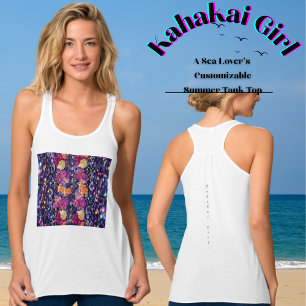 Exotische Wildblume und Steine "Kahakai Beach Girl Tank Top