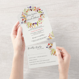 Exotische Wildblume Wreath Wedding All In One Einladung