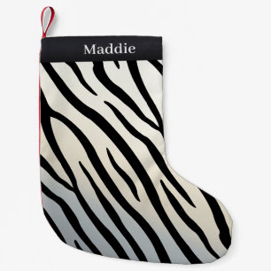 Exotische Zebrastreifen Personalisierte Tierdrucke Kleiner Weihnachtsstrumpf