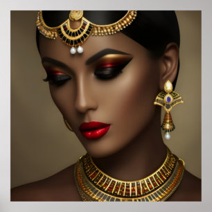 Exotischer ägyptischer Schmuck schöne Frauen Gold  Poster