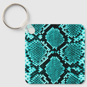 Exotischer Aqua-Diamant-Klapperschlangen-Haut-Tier Schlüsselanhänger