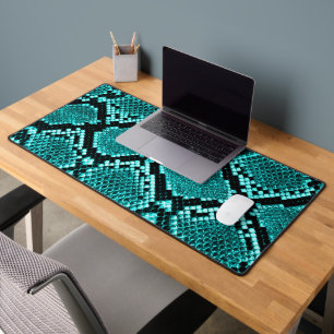 Exotischer Aqua-Diamant-Klapperschlangen-Haut-Tier Schreibtischunterlage