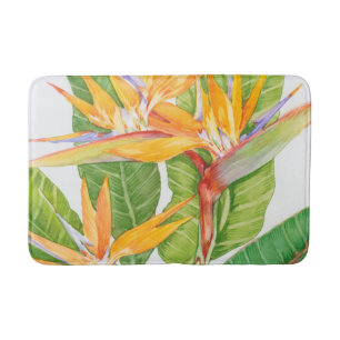 Exotischer BlumenWatercolor Badematte