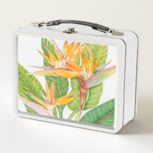 Exotischer BlumenWatercolor Metall Brotdose