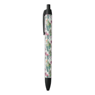Exotischer Boho Aquarell-Kaktus u. saftiges Muster Kugelschreiber