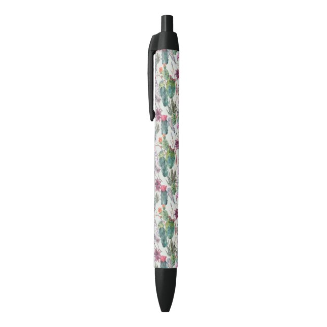 Exotischer Boho Aquarell-Kaktus u. saftiges Muster Kugelschreiber (Oberseite (Vertikal))