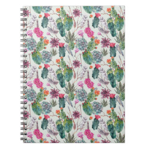 Exotischer Boho Aquarell-Kaktus u. saftiges Muster Notizblock
