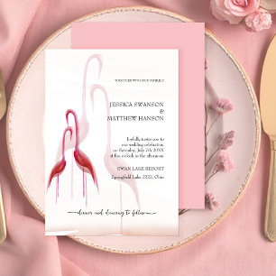 Exotischer goldener rosa Flamingo Einladung