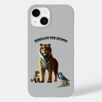 Exotischer Haustierliebhaber mit Tiger, Affe und A