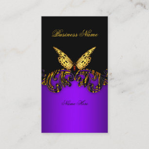 Exotischer lila Gold Schwarz Schmetterling Elegant Visitenkarte