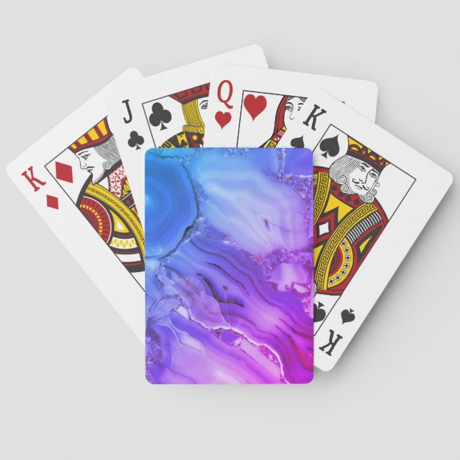 Exotischer Lila Marmor Spielkarten (Rückseite)