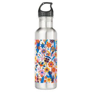 Exotischer mehrfarbiger Blumenhintergrund-32939 Edelstahlflasche