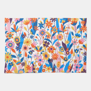 Exotischer mehrfarbiger Blumenhintergrund-32939 Geschirrtuch