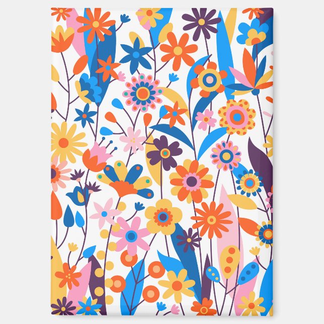Exotischer mehrfarbiger Blumenhintergrund-32939 Magnet (Vorderseite)