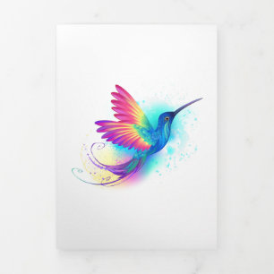 Exotischer Regenbogen-Kolibri Dreifach Gefaltete Ankündigung