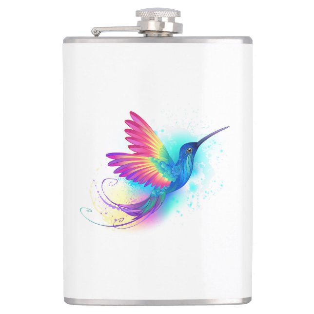 Exotischer Regenbogenkolibri Flachmann (Vorderseite)