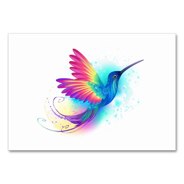 Exotischer Regenbogenkolibri Tischnummer (Vorderseite)