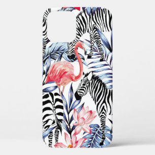 Exotischer rosa Flamingo, Zebra auf Hintergrund So Case-Mate iPhone Hülle
