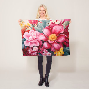 Exotischer rosa tropischer Blumengarten Fleecedecke