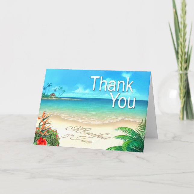Exotischer Strand 7" x5" danken Ihnen zu kardieren Dankeskarte (Vorderseite)