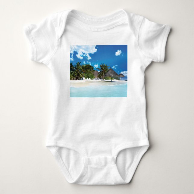 Exotischer Strand Baby Strampler (Vorderseite)