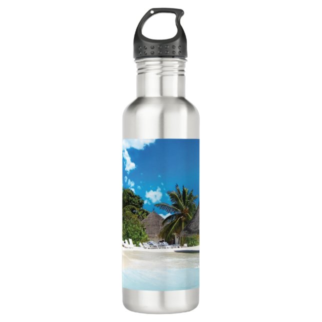 Exotischer Strand Edelstahlflasche (Vorderseite)