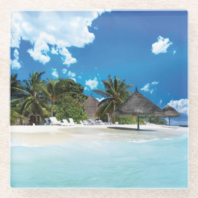 Exotischer Strand Glasuntersetzer (Vorderseite)