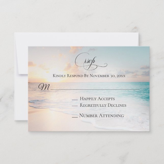 *~* Exotischer Strand Hochzeit im Nautischen Ozean RSVP Karte (Vorderseite)