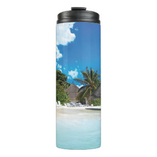 Exotischer Strand Thermosbecher