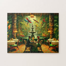 Exotischer Tiki-Raum Tropischer Dschungel-Date-Abe