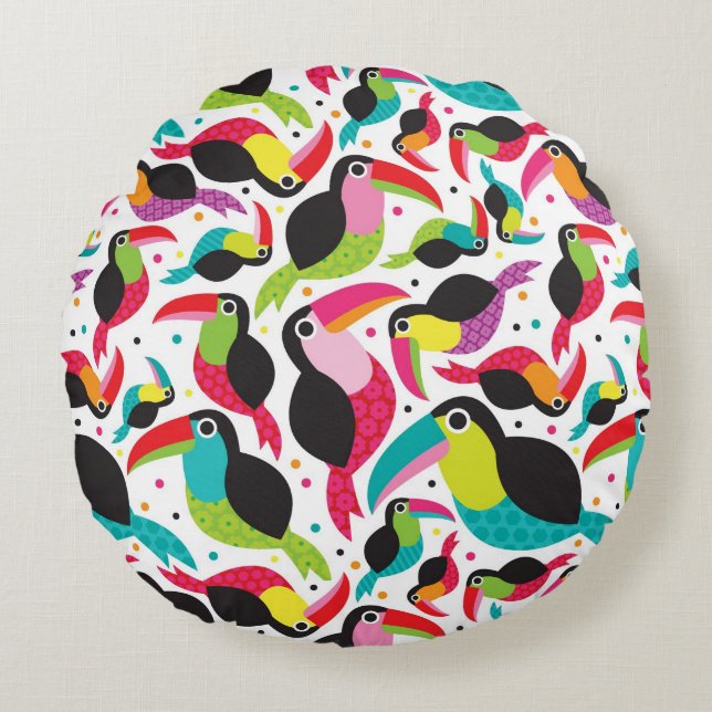 exotischer toucan Vogelhintergrund Brasiliens Rundes Kissen (Vorderseite)