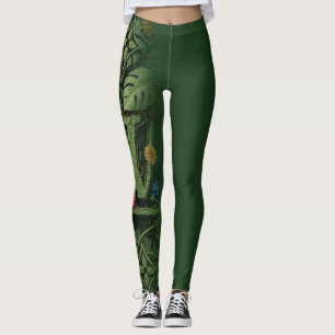 Exotischer Wald-Blumen-Monogramm-Ästhetik-Wrap Leggings