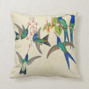 Exotisches blaues Kolibri-Vogel-Blumenthrow-Kissen Kissen