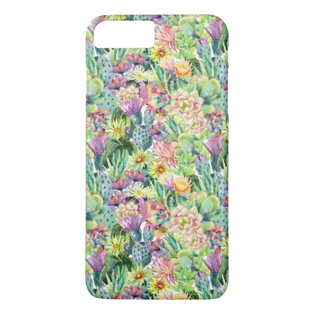Exotisches blühendes Aquarell-Kaktus-Muster Case-Mate iPhone Hülle (Rückseite)