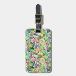 Exotisches blühendes Aquarell-Kaktus-Muster Gepäckanhänger