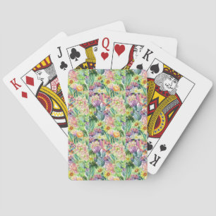 Exotisches blühendes Aquarell-Kaktus-Muster Spielkarten