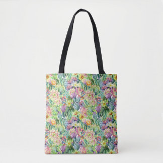 Exotisches blühendes Aquarell-Kaktus-Muster Tasche