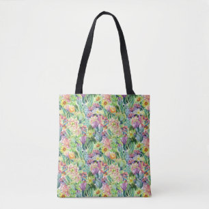 Exotisches blühendes Aquarell-Kaktus-Muster Tasche