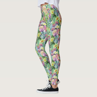 Exotisches blühendes Kaktmuster Leggings
