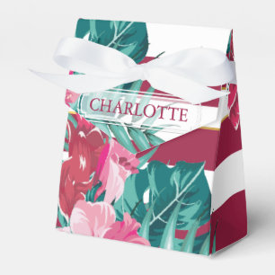 Exotisches Bordeaux-Monogramm gestreift Geschenkschachtel