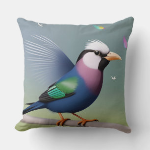 Exotisches Farbvogeldesign – Luxusinspiriert Kissen