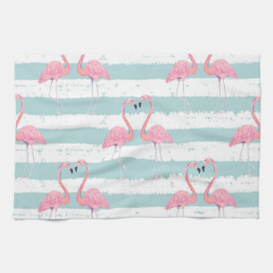 Exotisches Flamingo-Streifenhintergrundmuster Geschirrtuch