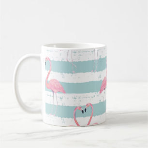 Exotisches Flamingo-Streifenhintergrundmuster Kaffeetasse