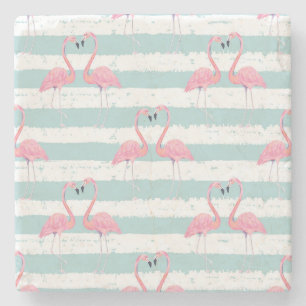 Exotisches Flamingo-Streifenhintergrundmuster Steinuntersetzer