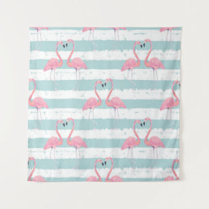 Exotisches Flamingo-Streifenhintergrundmuster Wandteppich
