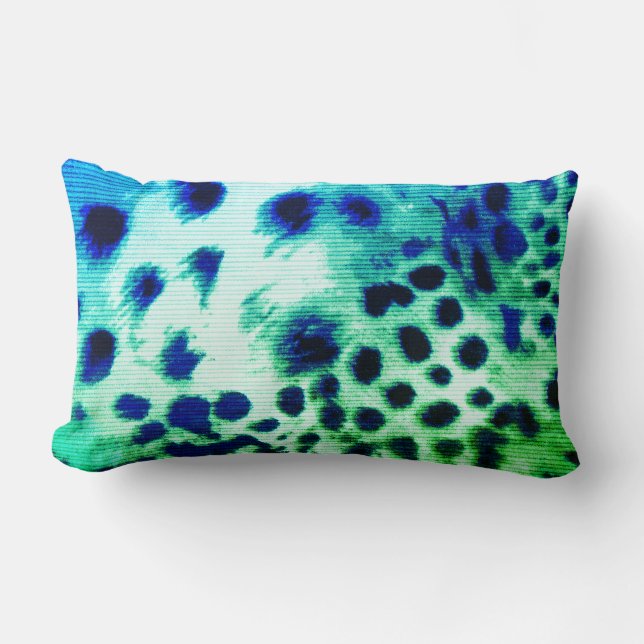 Exotisches grünes Leopard Print Lumbar Throw Kisse Lendenkissen (Vorderseite)