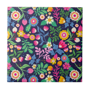 Exotisches handgemaltes Blumenmuster Fliese